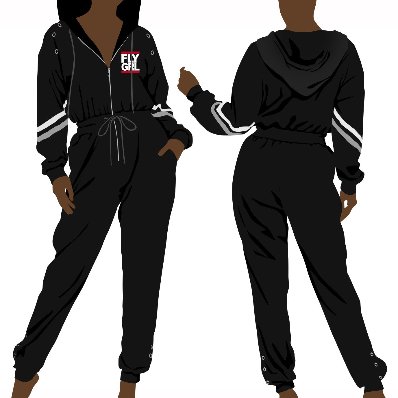 FLY GRL Hoodie Jumpsuit With Grommets