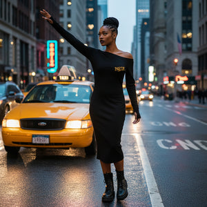 Baddie Off-Shoulder Midi Knit Dress