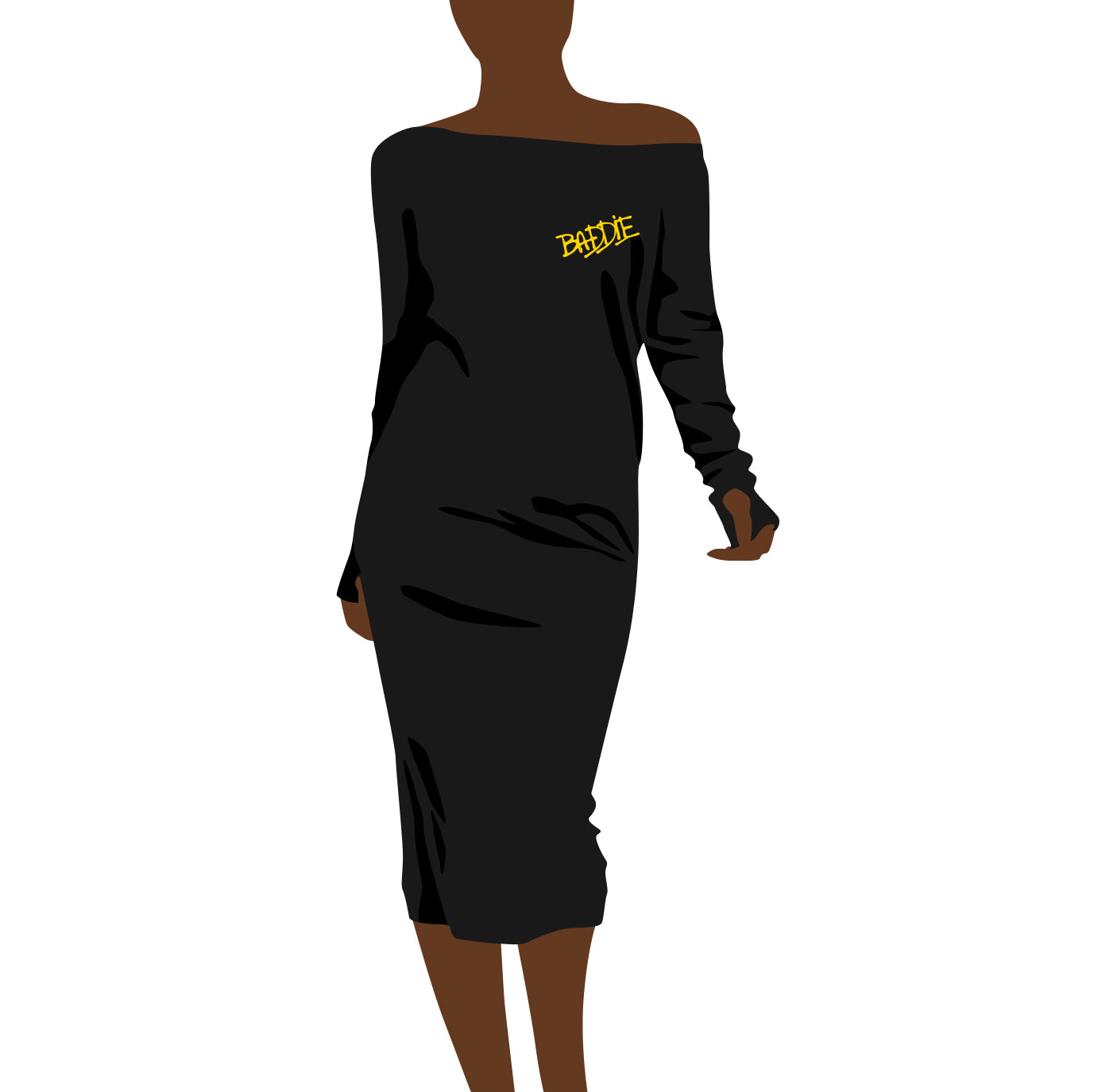 Baddie Off-Shoulder Midi Knit Dress L