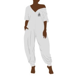 I Am One Dope Chick Deep V Jumpsuit In Heather Grey