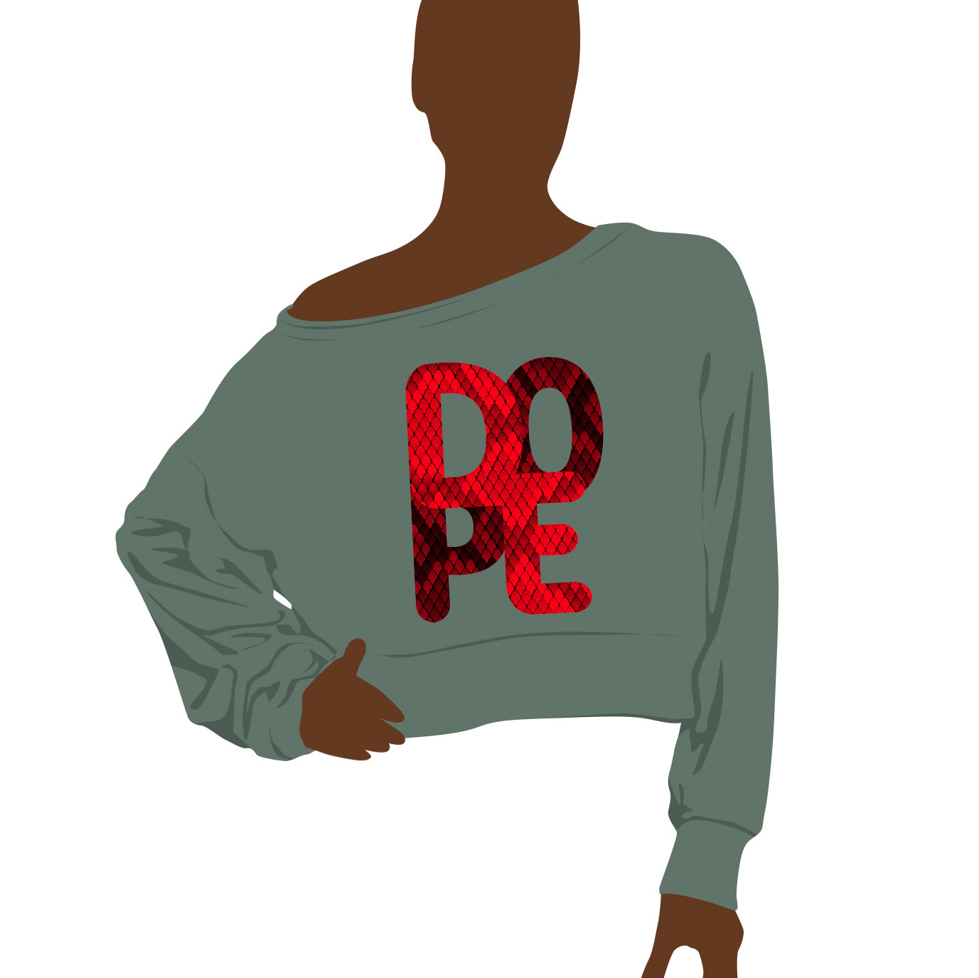 DOPE Off-Shoulder Sweatshirt In Forest Green