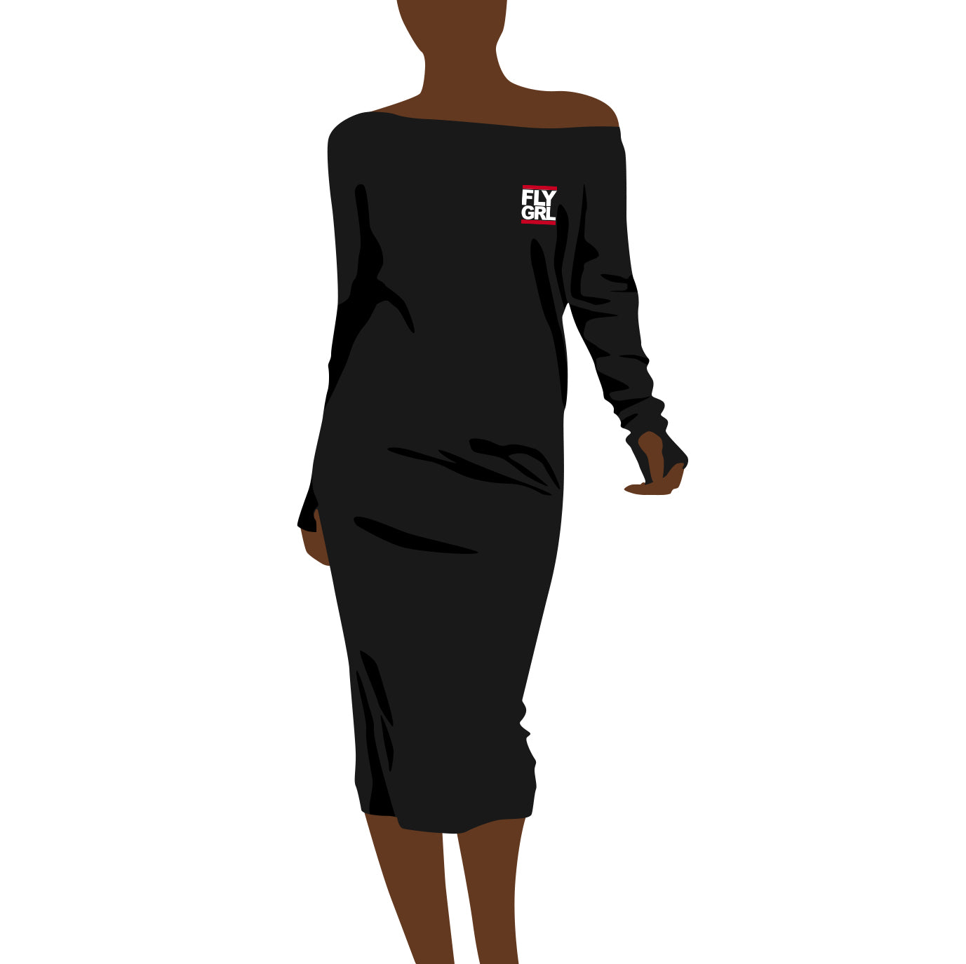 FLY GRL Off-Shoulder Midi Knit Dress