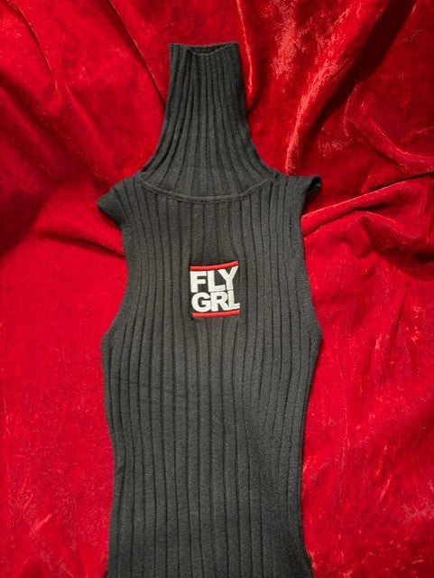 FLY GRL Ribbed Sweater Dress In Black