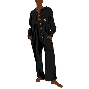 FLY GRL Mechanic's Denim Jumpsuit In Black