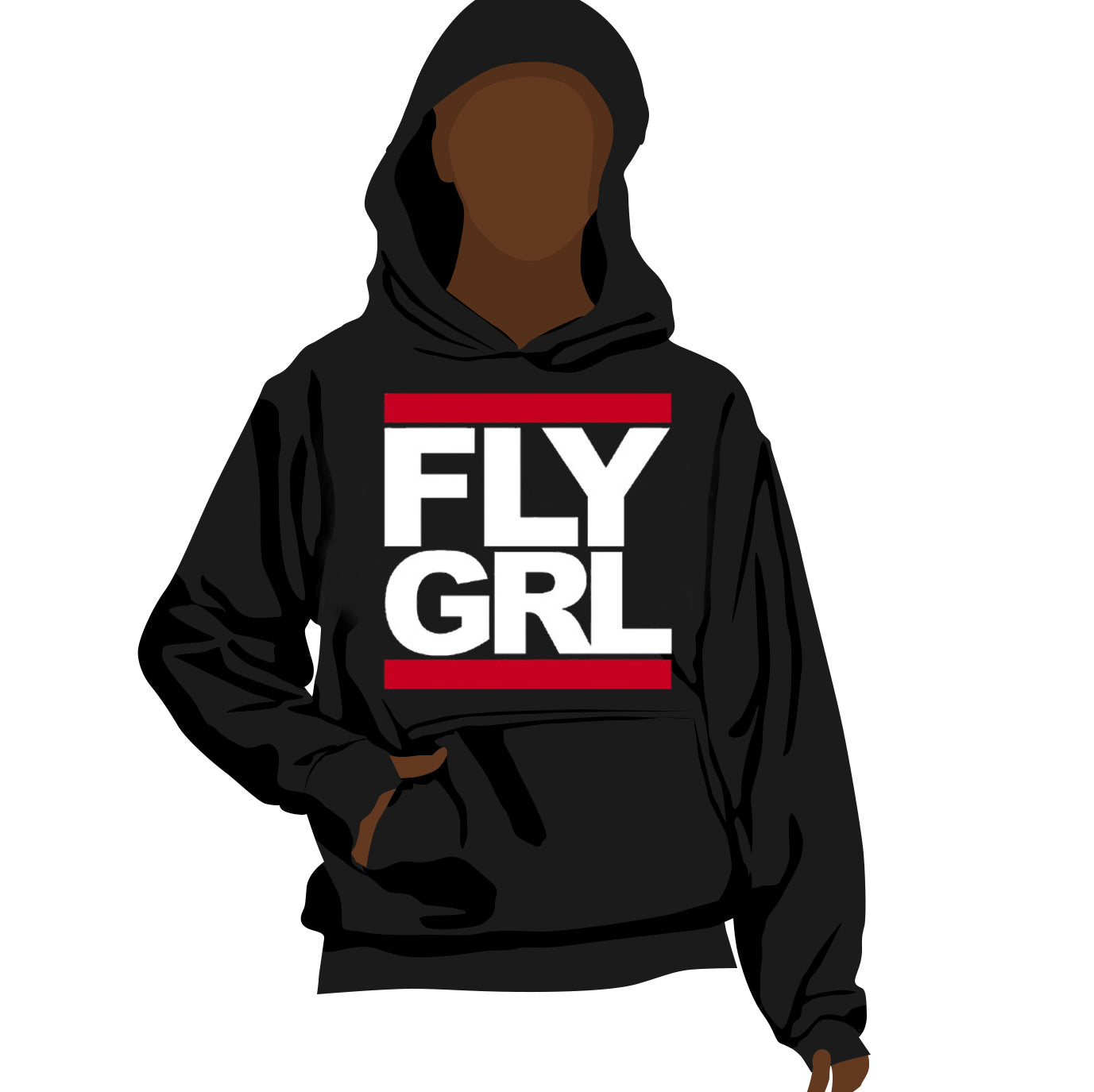 FLY GRL Hoodie With Thumbholes In Black