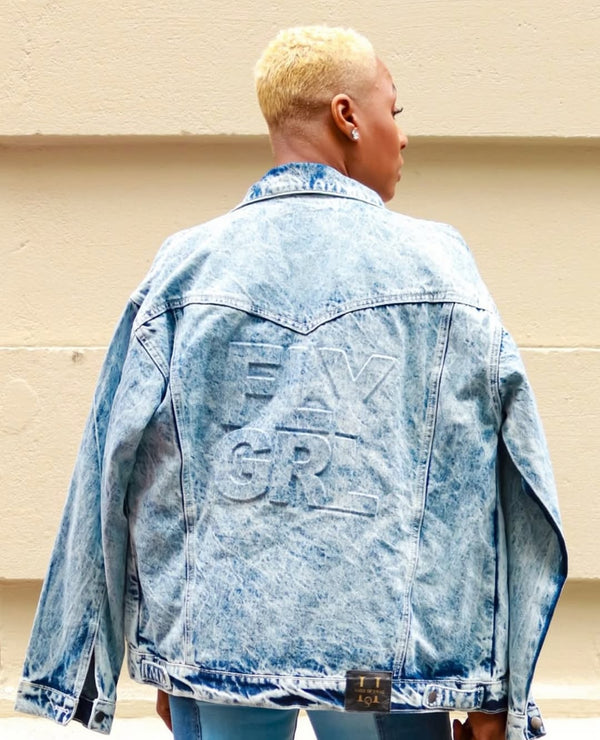 FLY GRL Icon Denim Jacket In 90s Vintage Wash - Haus of Swag