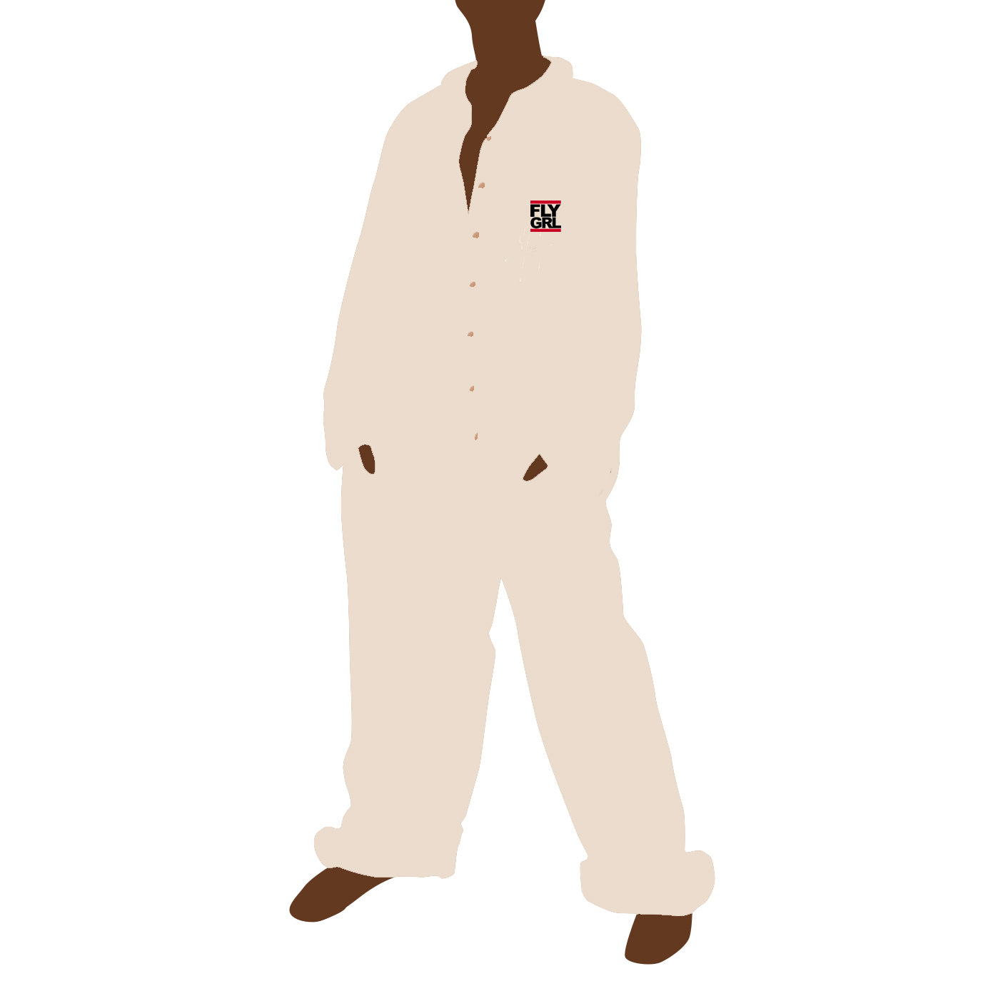 FLY GRL Mechanic's Denim Jumpsuit In Cream