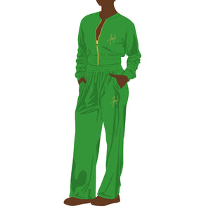 Haus of Swag Signature 2000s Velour Tracksuit In Green