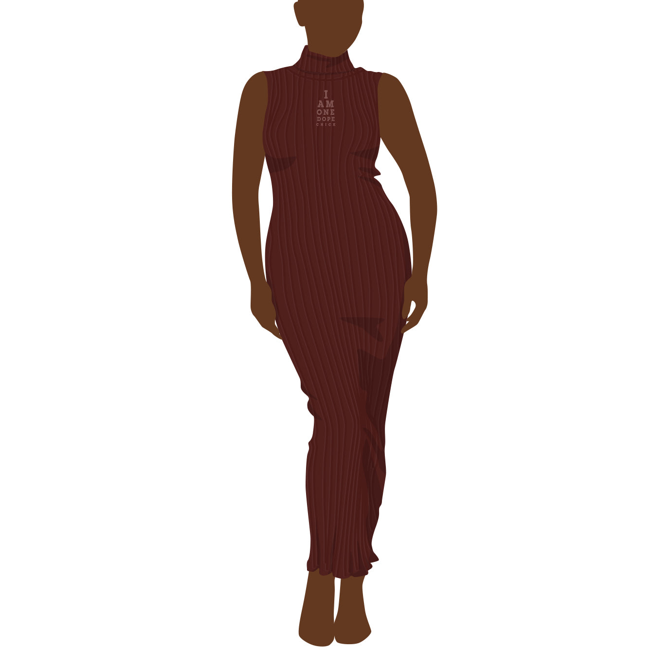 I Am One Dope Chick Ribbed Sweater Dress In Chocolate