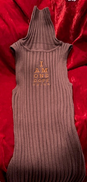 I Am One Dope Chick Ribbed Sweater Dress In Chocolate