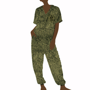 I Am One Dope Chick Oversized Jumpsuit In Olive Mix