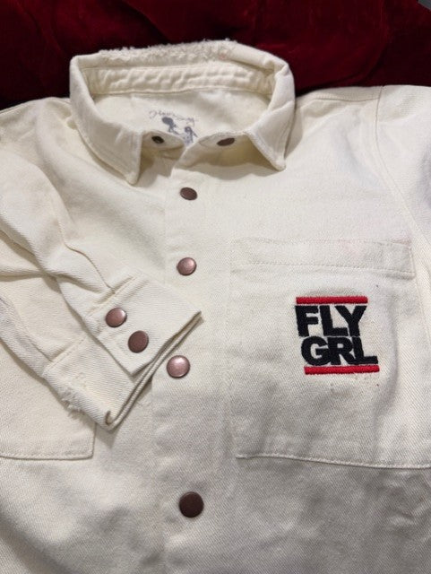 FLY GRL Mechanic's Denim Jumpsuit In Cream