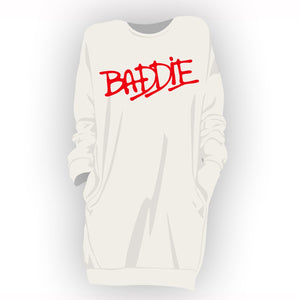 Baddie Sweatshirt Dress With Pockets