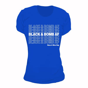 Black X Bomb AF: Royal Blue & White