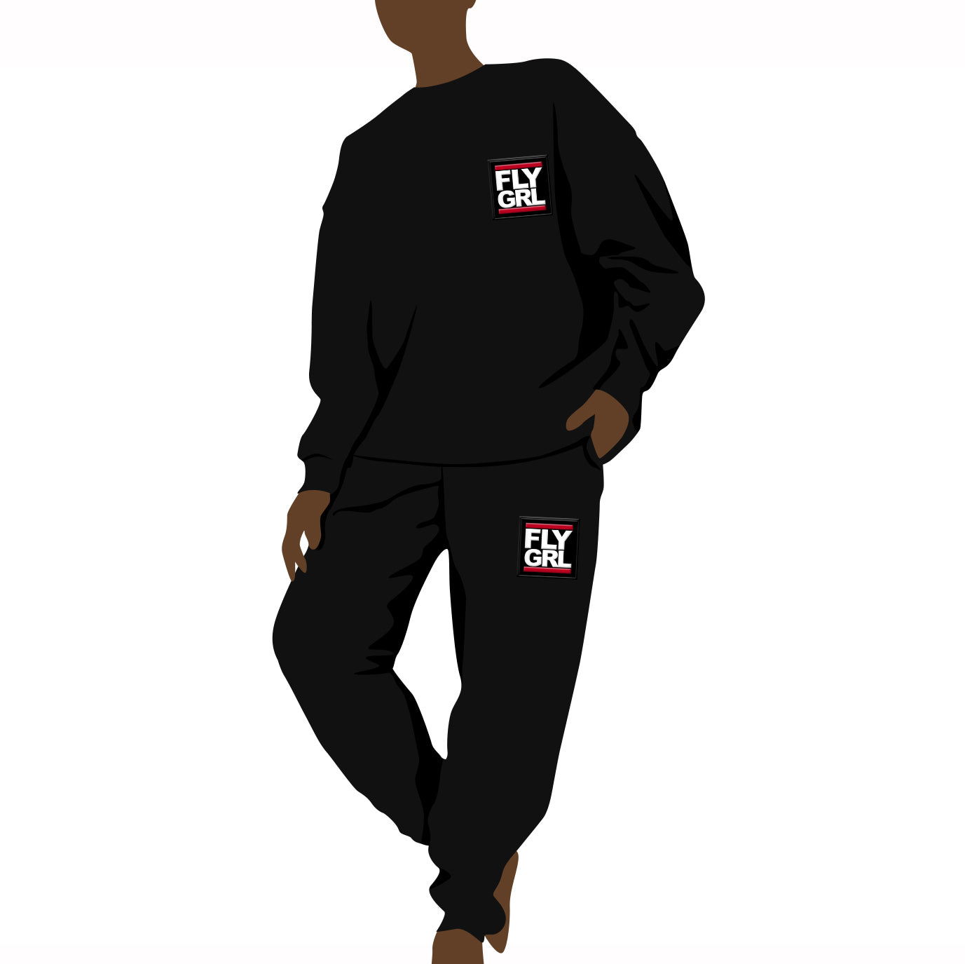FLY GRL Chenille Embroidered Jogger Set
