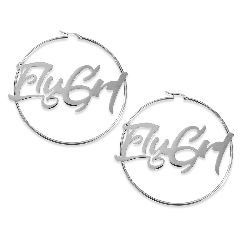 FLY GRL 'Jody' Hoop Earrings In Silver