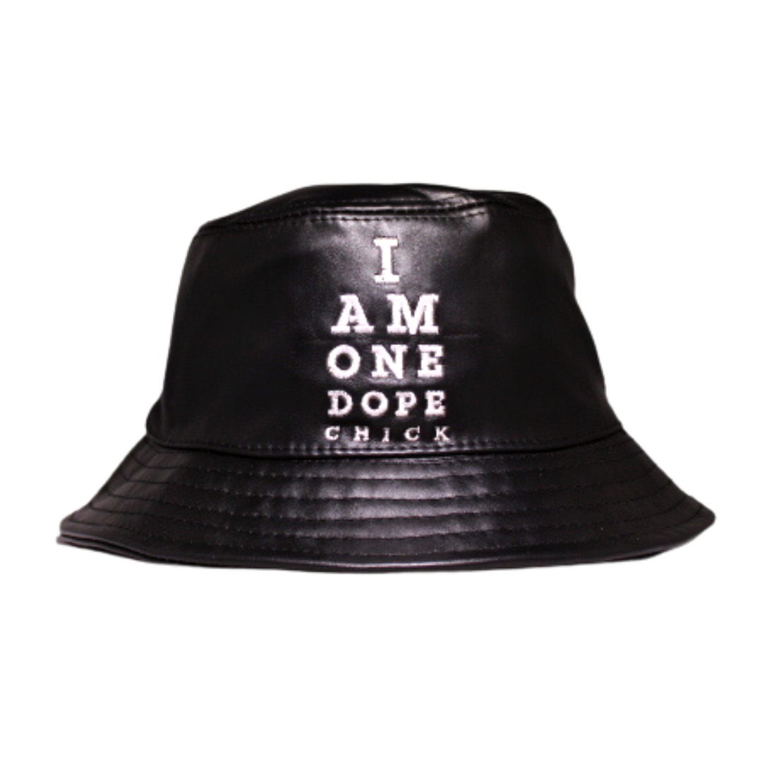 I Am One Dope Chick Leather Bucket Hat