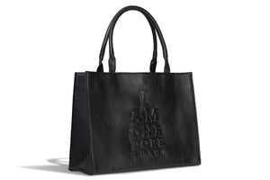 I Am One Dope Chick Leather Tote In Bossy Black
